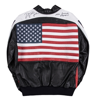 Michael Jordan Signed and Inscribed "1992 Summer Olympics" Leather Jacket That Hung in Chapel Hill Restaurant (JSA)
